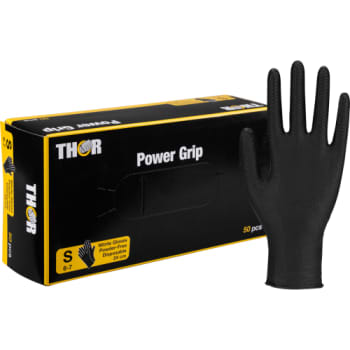 Thor engangshandske Power Grip, nitril, pudderfri, sort, str.S
