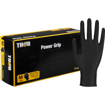 Thor engangshandske Power Grip, nitril, pudderfri, sort, str.M