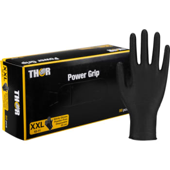 Thor engangshandske Power Grip, nitril, pudderfri, sort, str.XXL