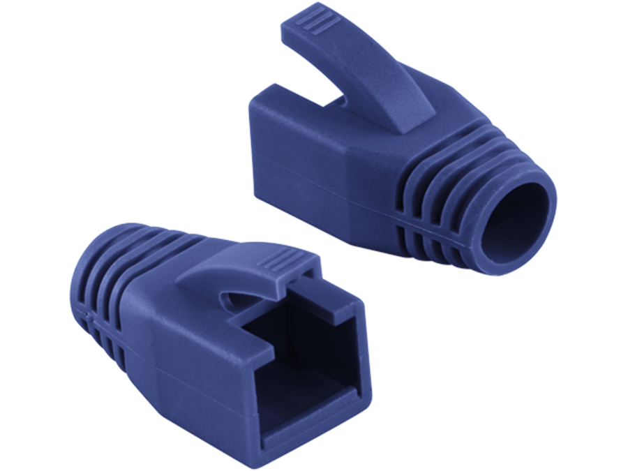 Blød hætte til RJ45 modularstik - 8mm, Blå (50 stk.)