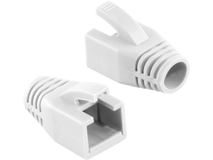 Blød hætte til RJ45 modularstik - 8mm, Hvid (50 stk.)
