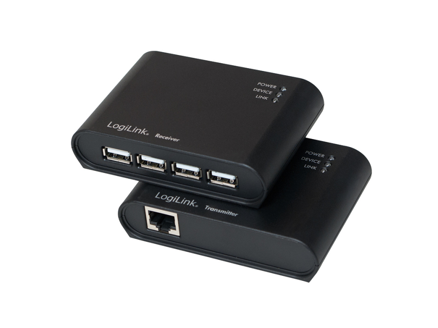 USB extender over CAT5 - RJ45, 4 port USB hub (op til 50m)