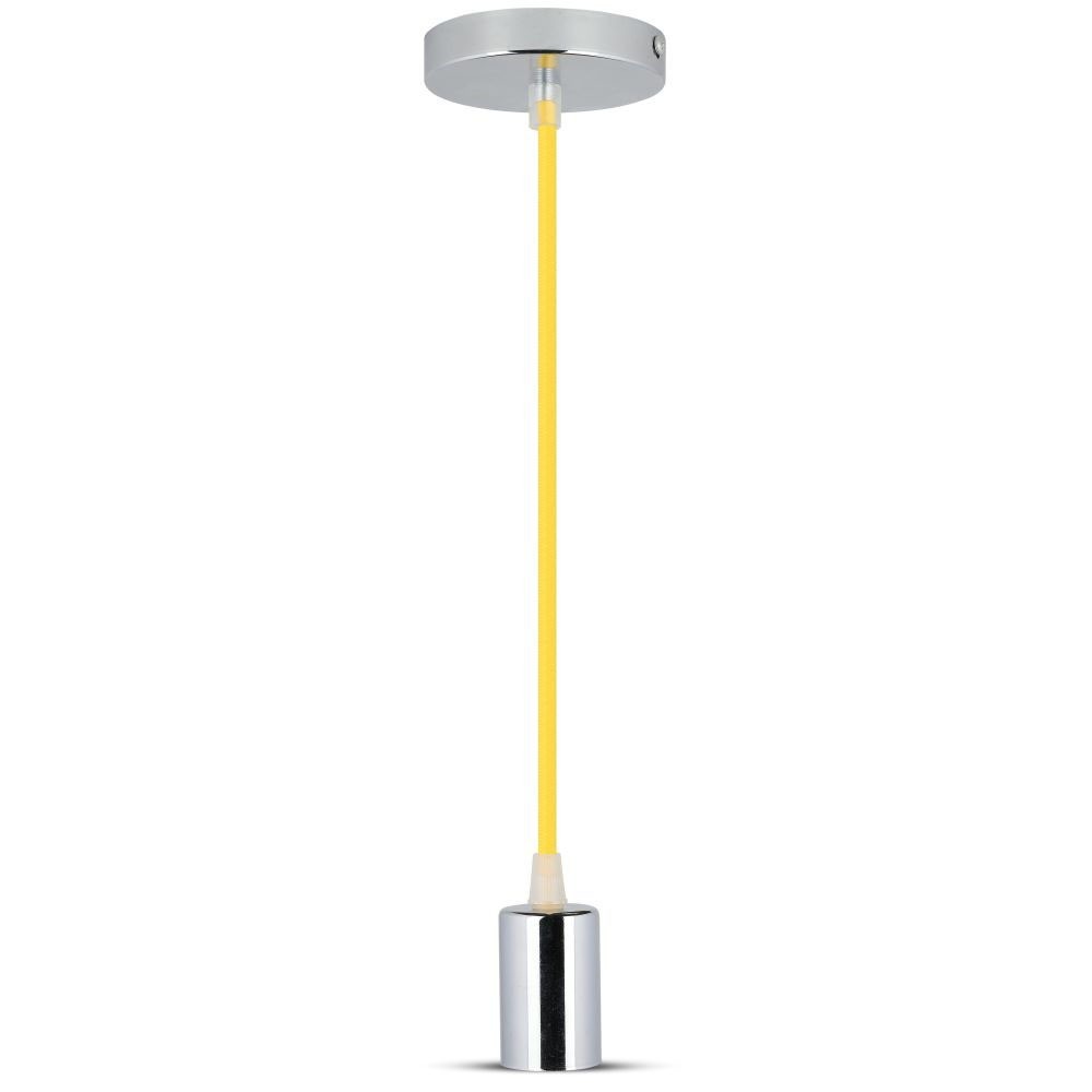 E27 Krom Metal Pendellampe - Gul