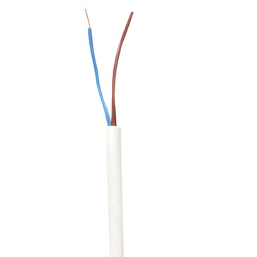 Plastkappeledning halogenfri Cca 2X0.75 hvid R100