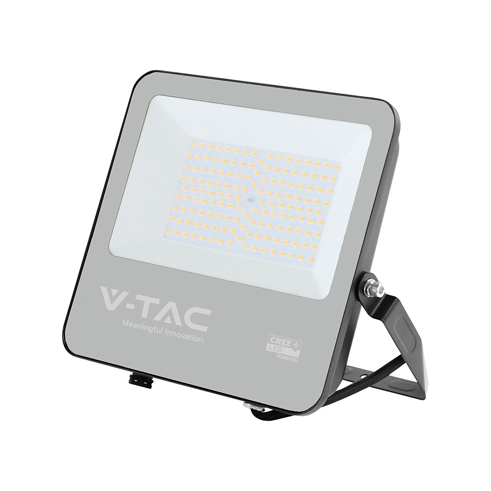 LED projektør 100W - CREE-chip, 1m kabel, 4000K, sort hus, 135 lm/W, 6 års garanti, IP65