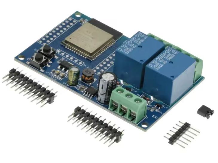 ESP32-WROOM Wi-Fi BLE Relæmodul, 2 kanaler, 5-30Vdc