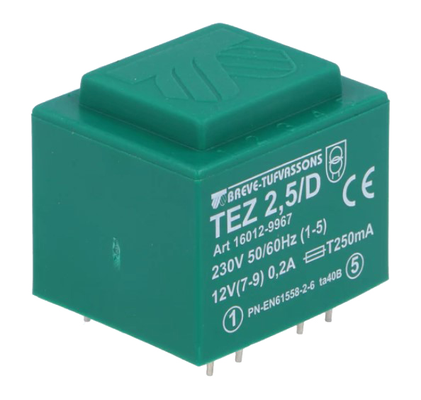 230V printtransformator - 2,5VA 1x12V / 1x208,3mA