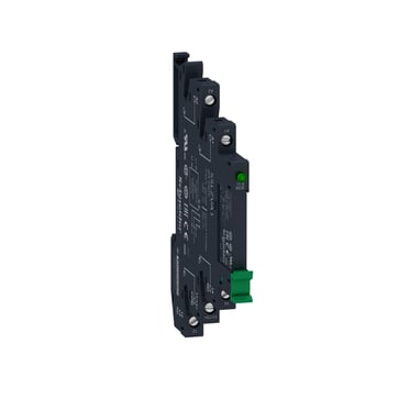Zelio SSL Slim Solid State relæ med 3,5A/1-24VDC udgang i sokkel med skrueklemmer og 24VDC forsyning