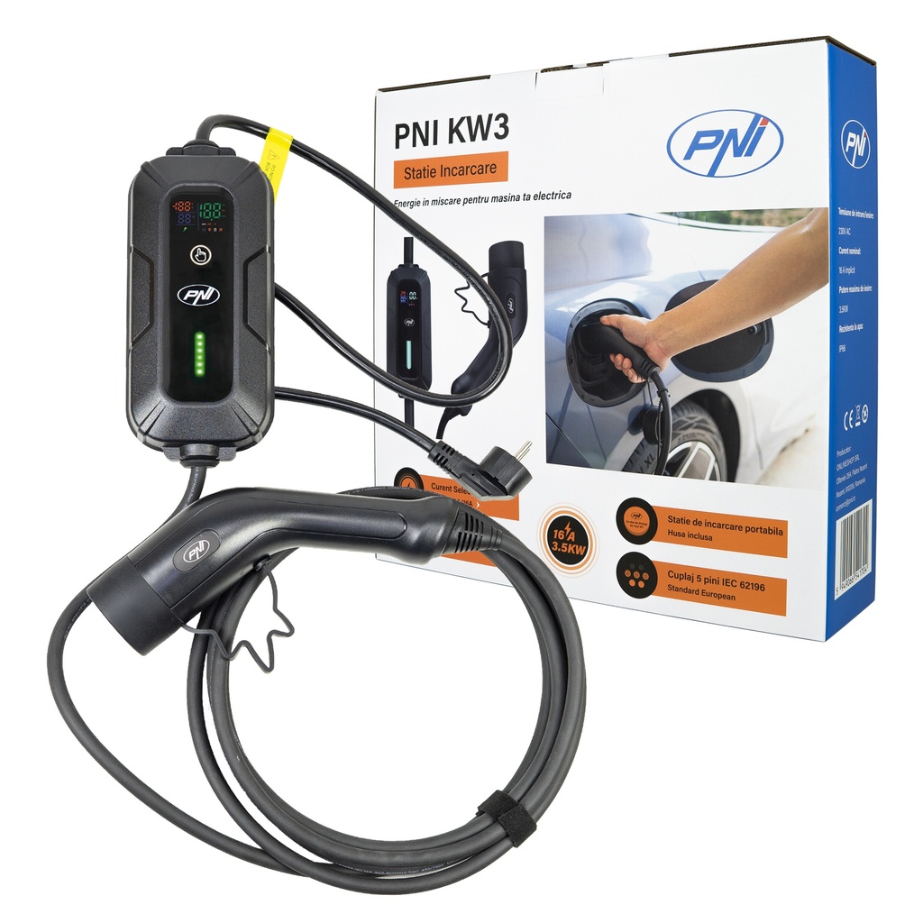 Transportabel elbiloplader 3,5 kW | 230V | Type 2 | IP66