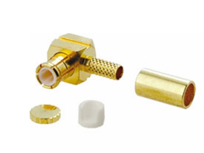 MCX hanstik, vinklet - 50ohm, til RG174 kabel, krimptype