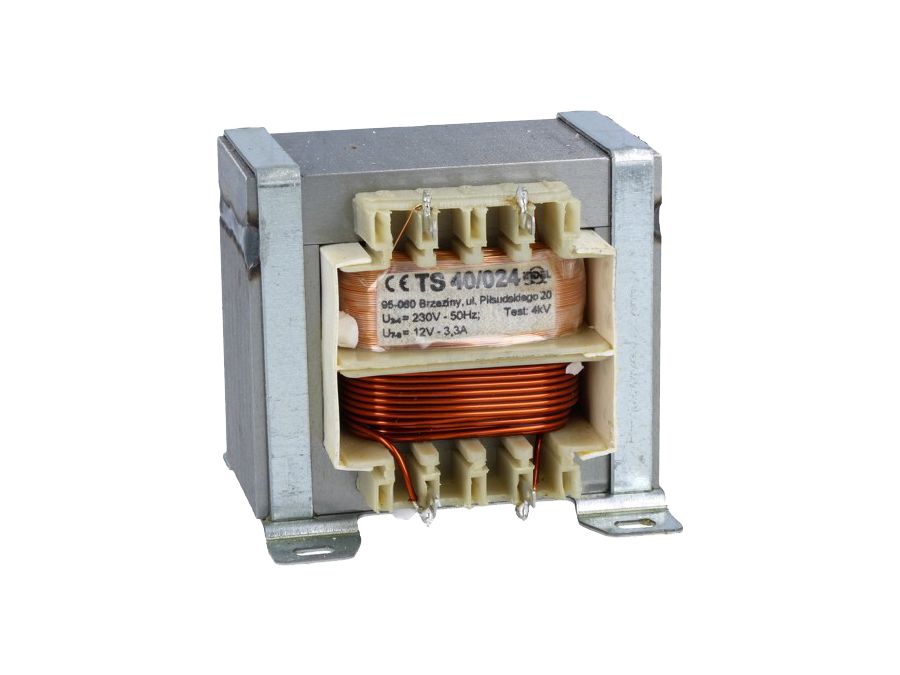 Chassis transformator - 1 x 12V / 3,3A / 40VA, loddeflige