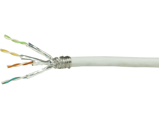 Cat.7 installationskabel, S/FTP, 26AWG CU, Hvid (50m)