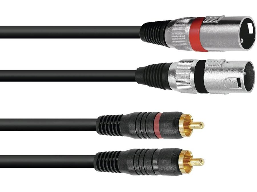 Prof. audiokabel - 2 x XLR han > 2 x RCA(Phono) han (1m)