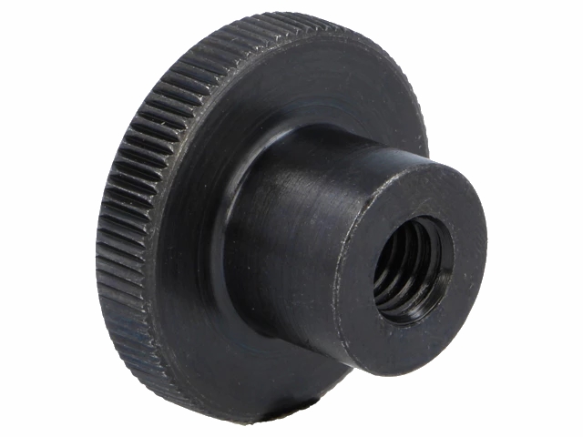 Fingerskrue - M5 gevindhul, Ø20mm rillet greb, H11,5mm, Sort