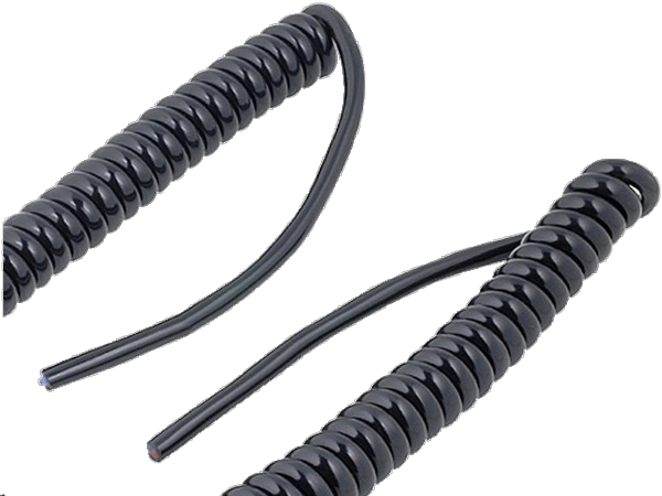 Spiralkabel - 2 x 1mm², PUR, Sort (0,5-2m)