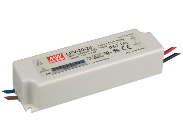 LED strømforsyning - 24Vdc / 20W konst.spænding (IP67)