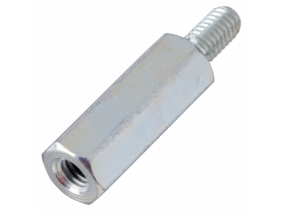 Afstandsmøtrik m. indv./udv. M8 gevind - L55mm, Stål