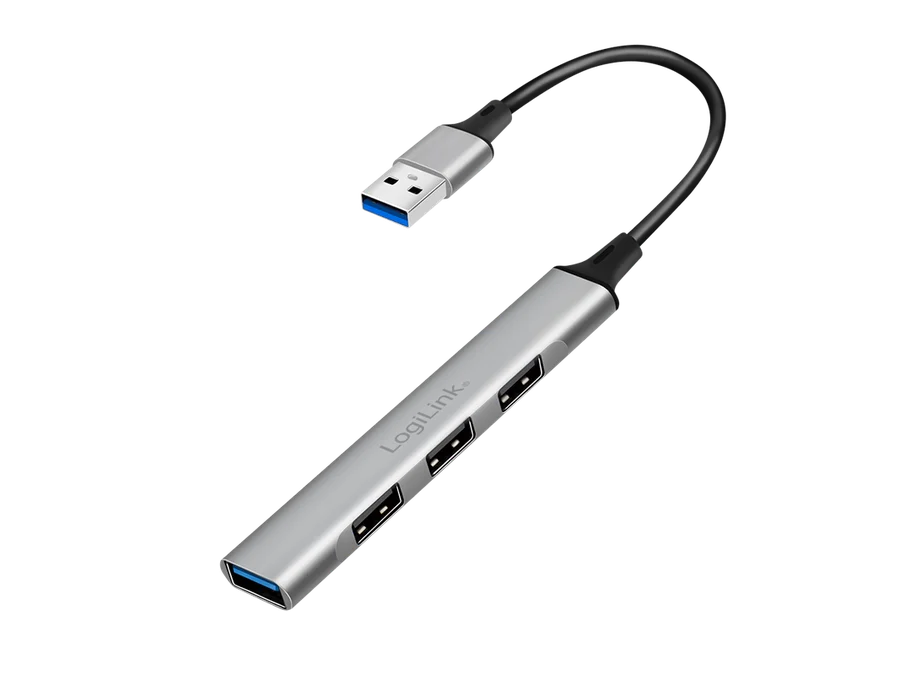 USB 3.0 Hub, 4 port, USB-A, ultra-slim, aluminum, grey
