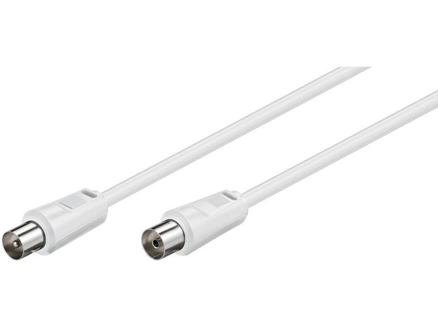 Antennekabel - COAX han/hun, 3C-2V CSS, Hvid (1,5m)