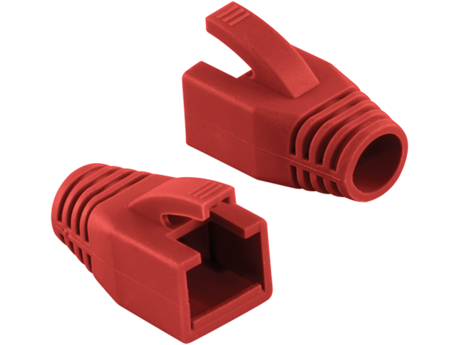 Blød hætte til RJ45 modularstik - 8mm, Rød (50 stk.)