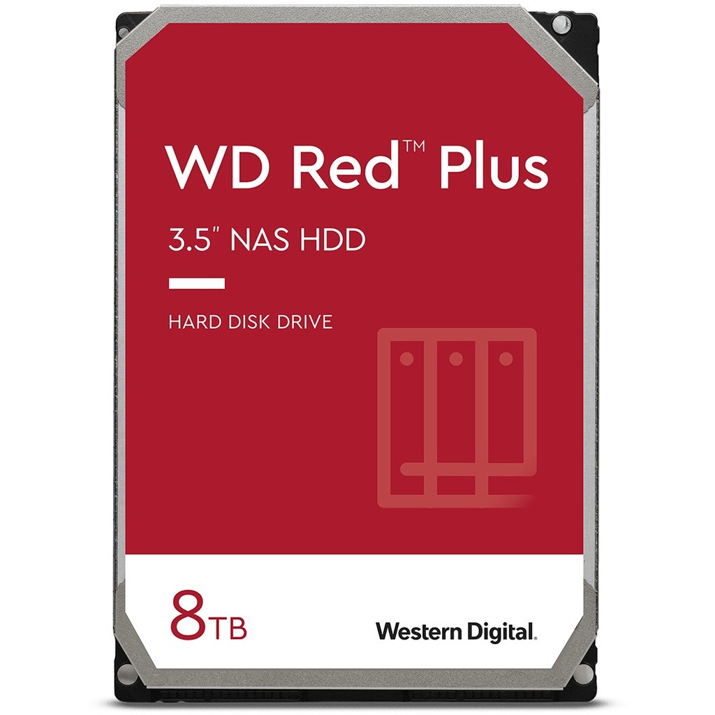 WD RED Plus harddisk - 8TB, 3,5" SATA-600, NAS drive