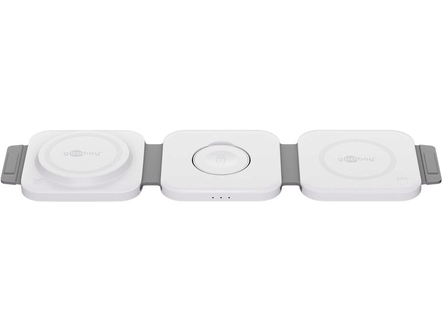 Foldbar 3-i-1 Trådløs Qi Lader, 15W, Hvid