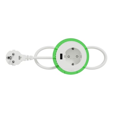 Desk unit, Unica System+, XS, socket outlet, Schuko, USB type C, power delivery, white