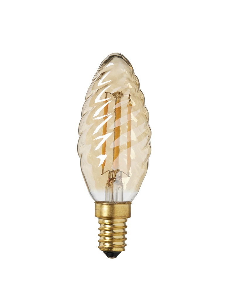 Pære LED Kerte Snoet 3W 2200K 220 lumen E14, gylden