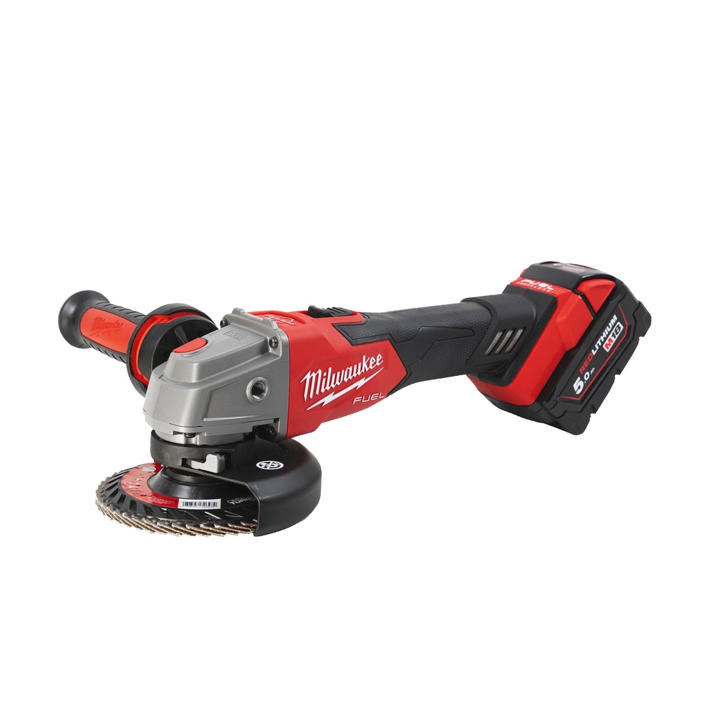 Milwaukee M18 Fuel™ vinkelsliber FSAG125XB502X, 2 x 18 V/5,0 Ah