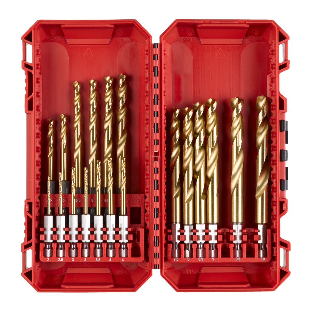 Milwaukee POF HSS-G TIN Shockwave metalborsæt, 1/4" HEX, 19 stk.