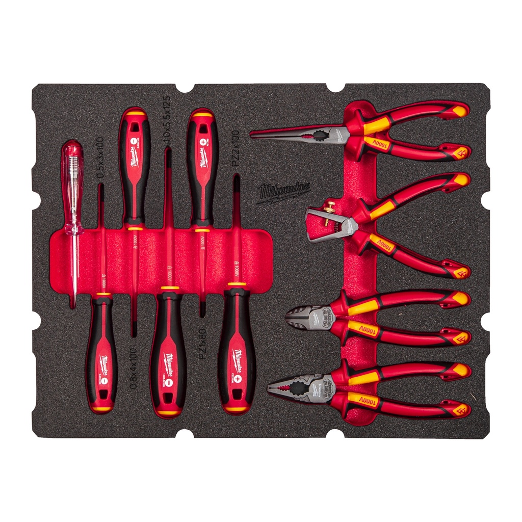 Milwaukee PACKOUT™ elektrikersæt med skumindsats, 10 dele
