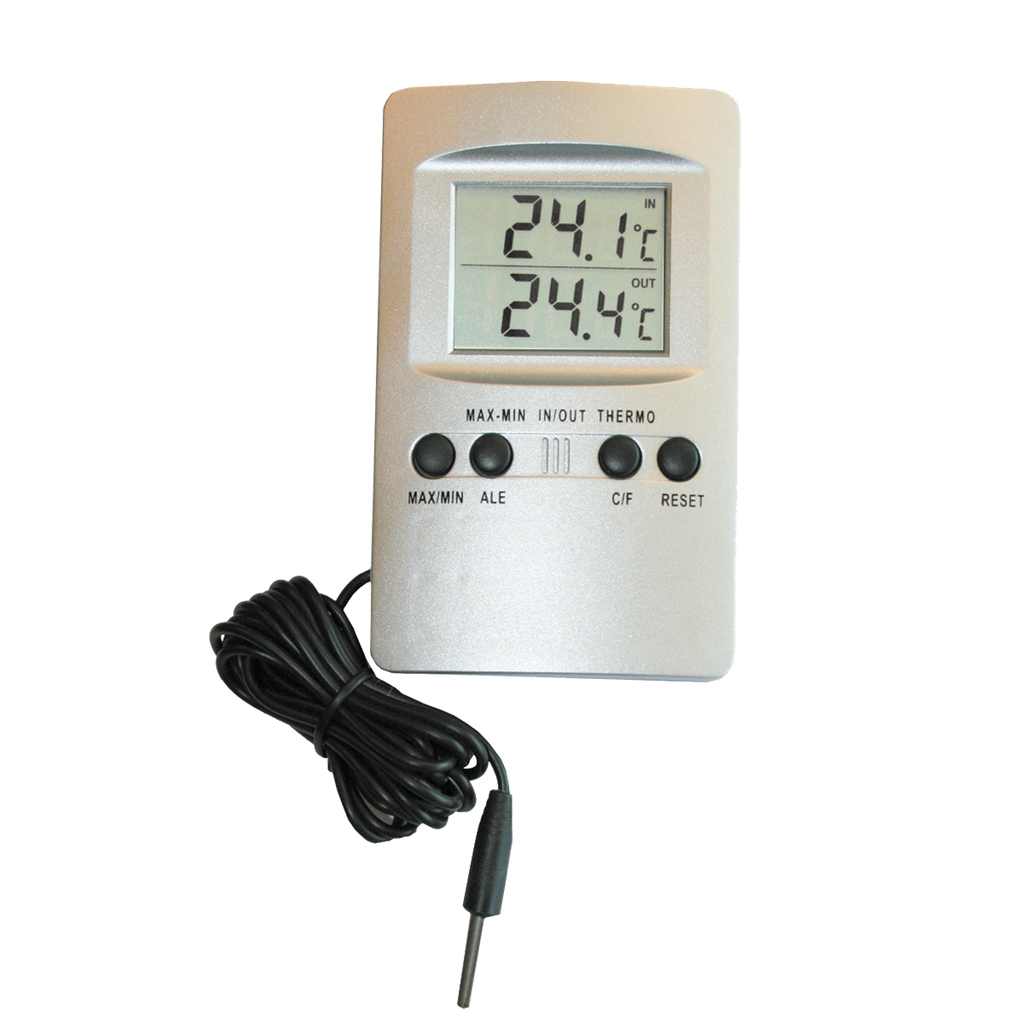 VENTUS Digitalt inde-/udetermometer, sølv