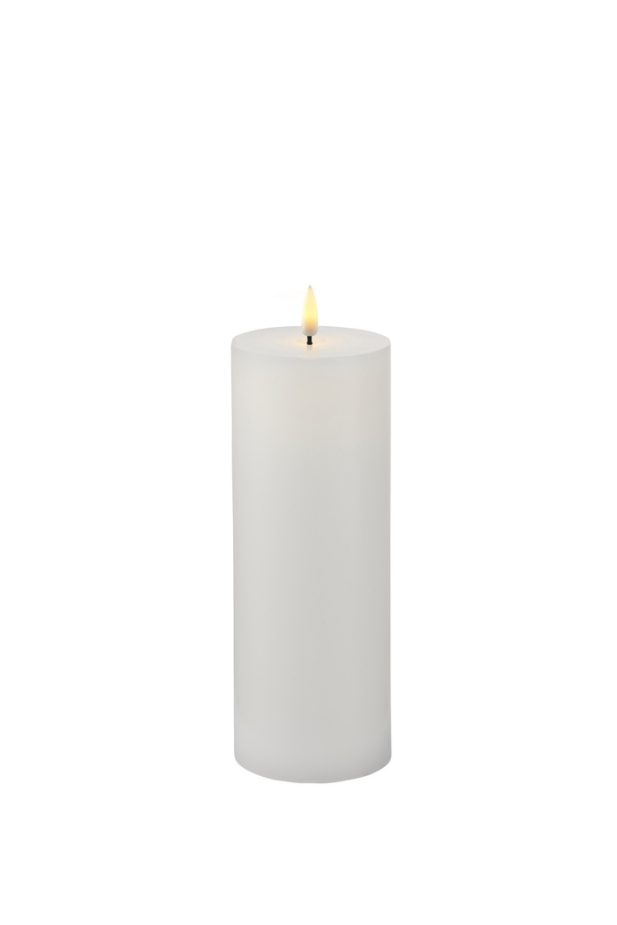 Sille LED-Stearinlys, genopladelig, Ø75 H200, hvid
