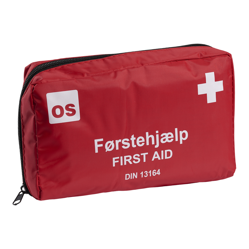 OS førstehjælpstaske med forbindinger og plaster