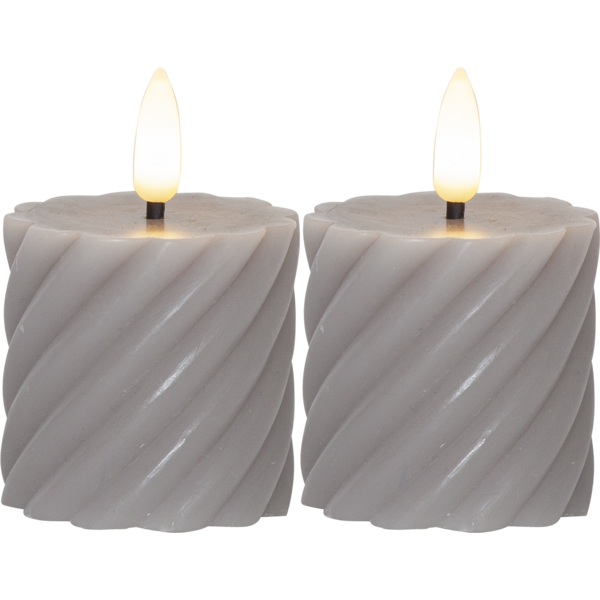 Star Trading Flamme Swirl snoede LED bloklys 5x7,5 grå 2-pak