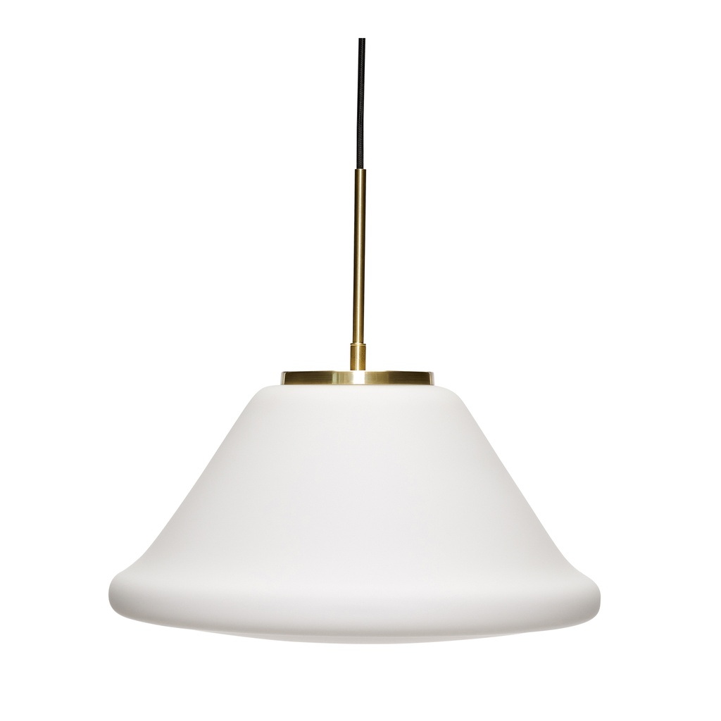 Hübsch Muse pendel, triangulær, opalglas/messing, Ø40cm hvid