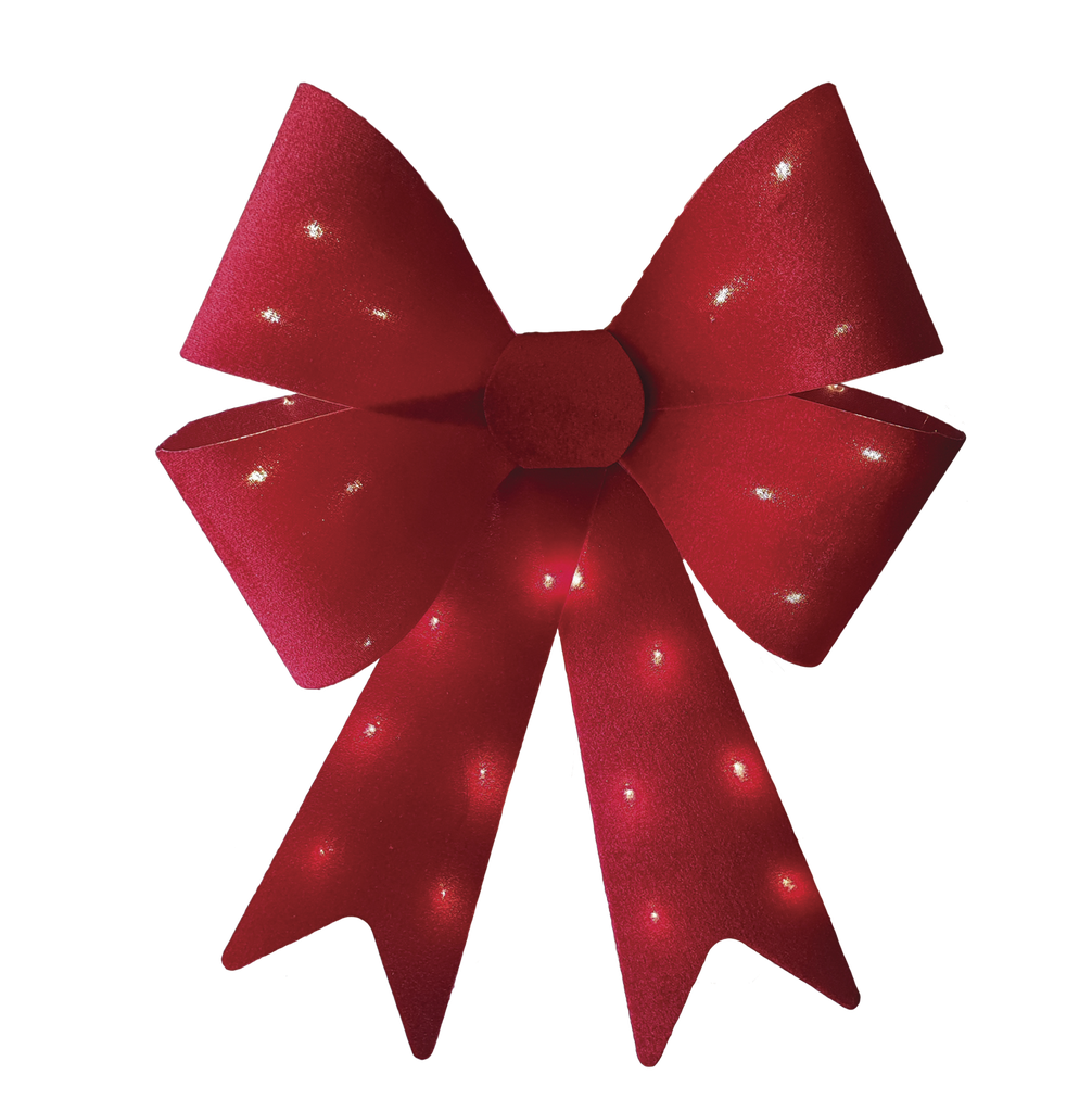 Led julesløjfe. Velourmateriale. 40x50 cm. 24 LED. Batteriboks