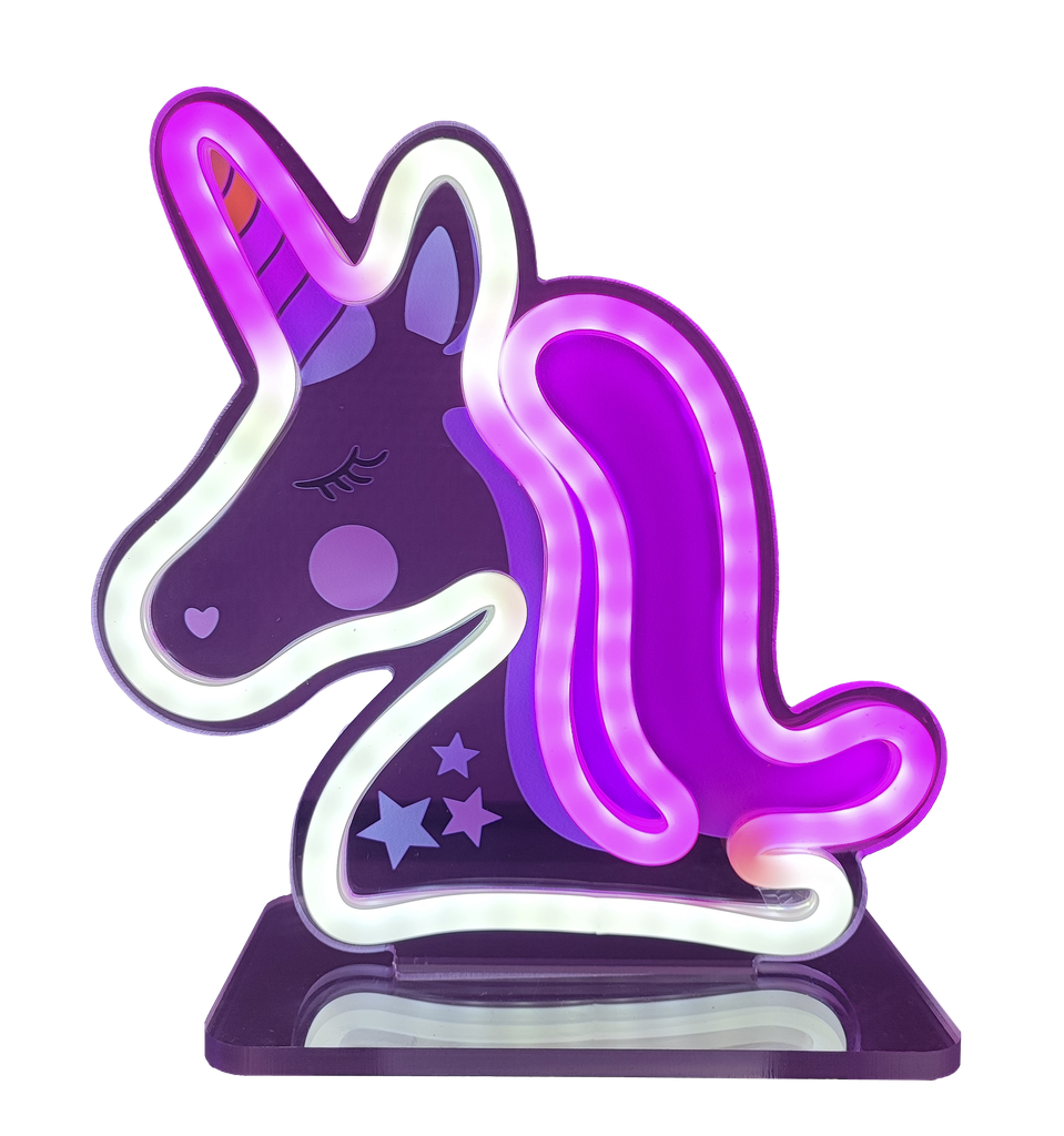 Veli Line neon skilt I plexiglas ramme unicorn