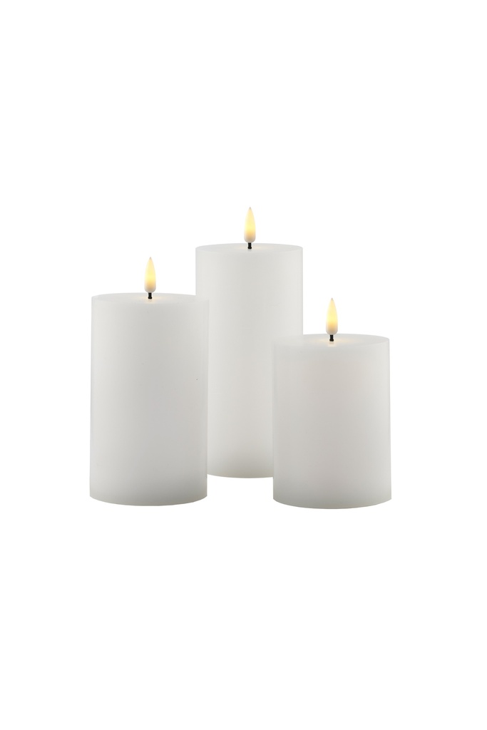 Sille Exclusive 3-stk sæt, Ø75 H100/125/150, batteri, hvid