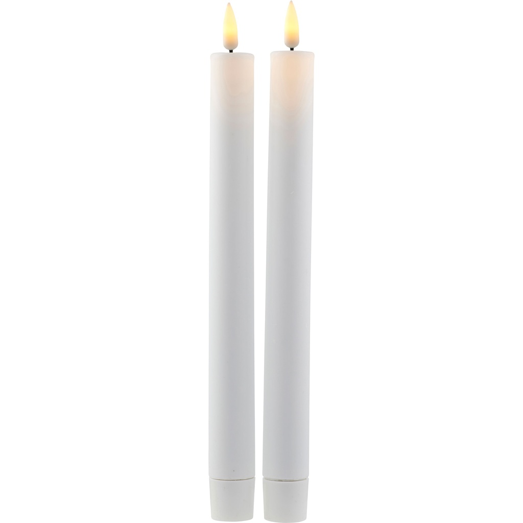 Sille LED-Stearinlys, Krone, 2stk sæt, batteri, hvid