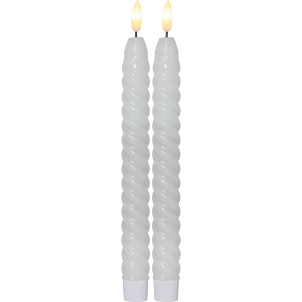 Star Trading Flamme Swirl snoede LED middagslys 25cm hvid 2-pak