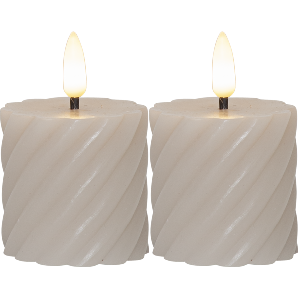 Star Trading Flamme Swirl snoede LED bloklys 5x7,5 beige 2-pak