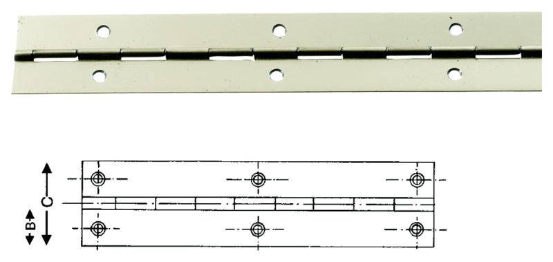 Klaverhængsel form.28mm 3,5mtr