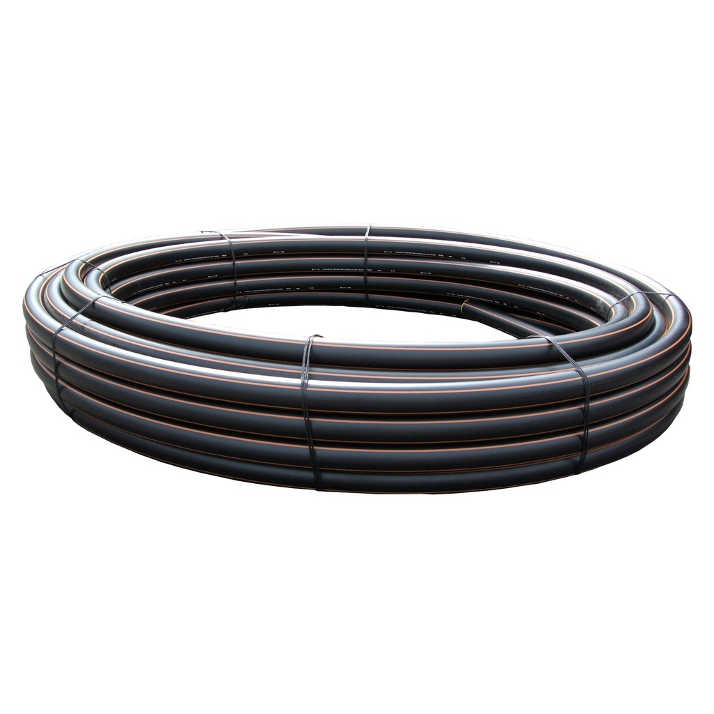 Wavin 40 mm PE80 PN6 jordvarmerør, sort/rød, 350 m, EN 12201