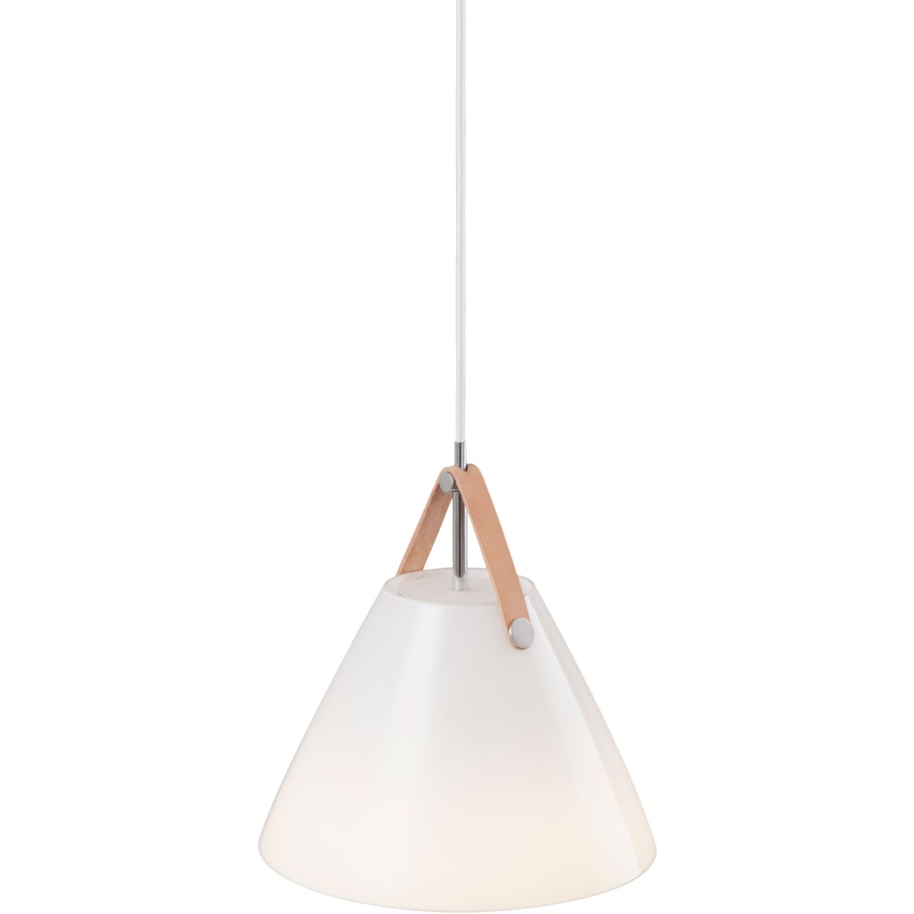 Pendel Strap 27, glas E27, hvid/læder