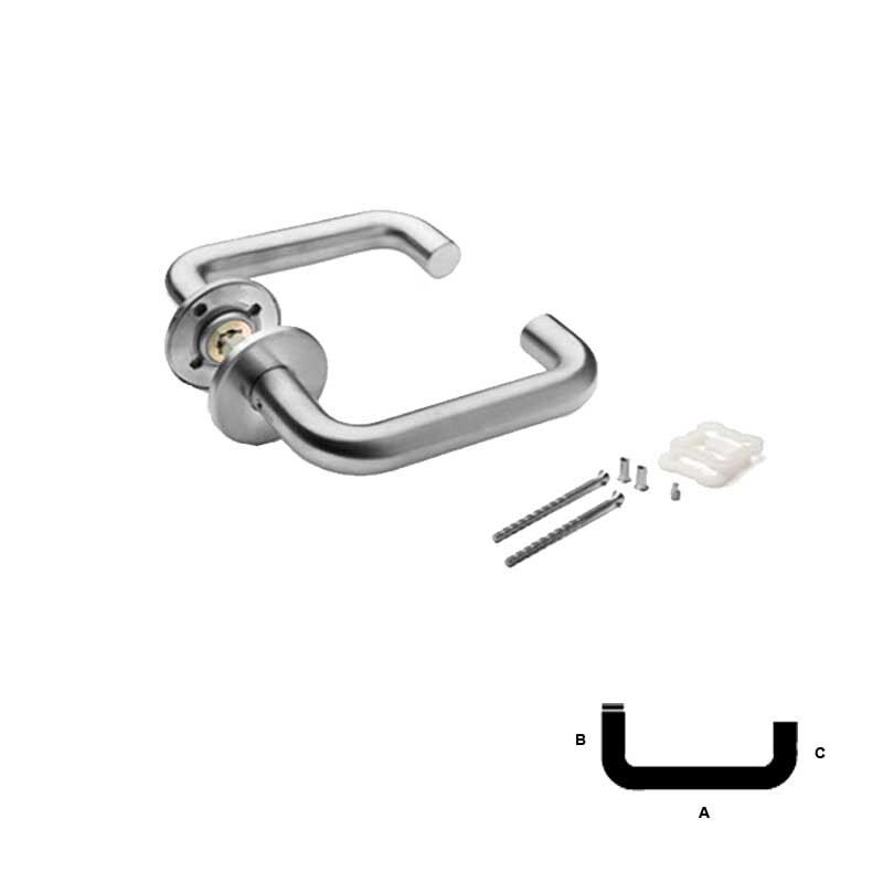 Dørgreb U-form, 19 mm, CC30/38, 33 - 59 mm, børstet stål