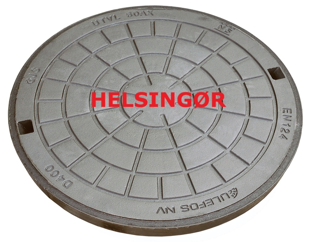 Ulefos 600 mm dæksel m/påstøbt pakning/fjederlås, Helsingør