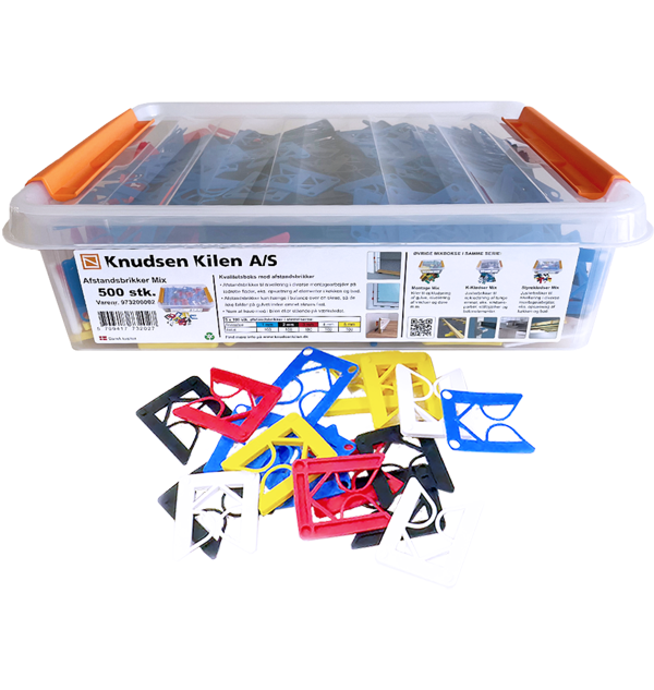 Knudsen Mixboks afstandsbrikker, assorteret, 500 stk.