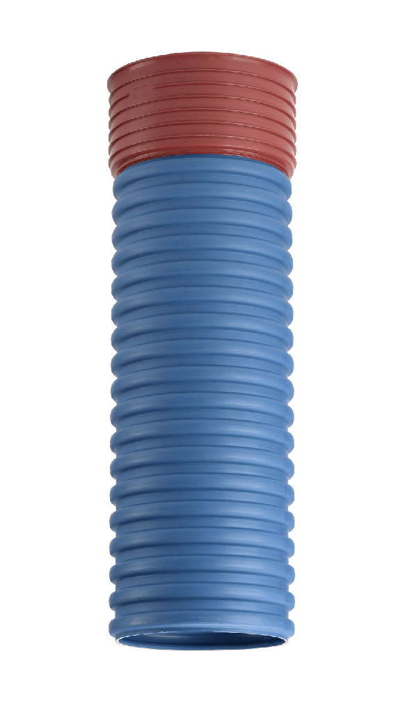 Uponor 425 x 6000 mm PP-opføringsrør med muffe, blå