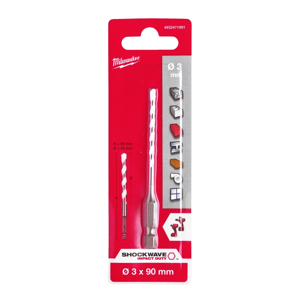 Milwaukee universalbor HEX, 3 x 90 mm